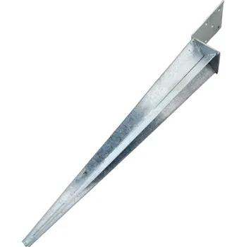 Kotvící hrot zatloukací s patkou L, 100 x 100 mm, délka 900 mm, Zn.