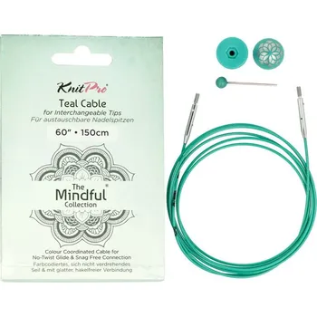 Jehlice KnitPro Mindful Teal fixní lanko 126cm (celková délka 150cm)