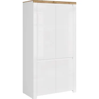 Šatní skříň Skříň VENUSTA 4D, bílý lesk/dub wotan + vyzvednutí ZDARMA