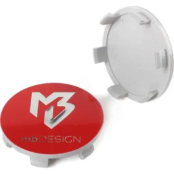 Alu kolo Středová krytka alu kola Ø 56/60 mm, mbDesign, červená lesklá, stříbrné logo