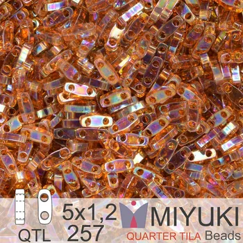 Korálek Korálky Miyuki QuarterTila. Barva Transparent Topaz AB QTL 257 Balení 3g