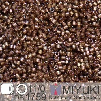 Korálek Korálky Miyuki Delica 11/0. Barva Sparkling Beige Lined Amethyst AB DB1759. Balení 5g.