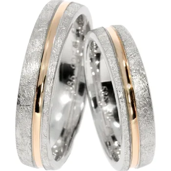 Prsten Stříbrné snubní prsteny se zlatým proužkem GS-07/Ag