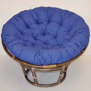 Papasan Nábytek PEGAS Ratanový papasan 115 cm hnědý - polstr tmavě modrý melír
