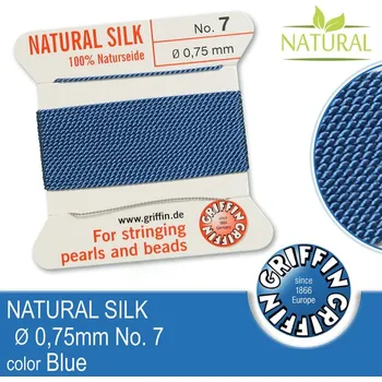 Nit Hedvábná nit s jehlou GRIFFIN síla nitě 0,75mm No.7 délka 2m. Barva Blue