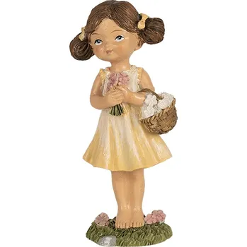 Dekorace děvčátko v šatičkách a s kytičkou - 6*4*13 cm