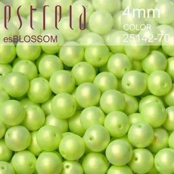 Korálek Korálky esBLOSSOM voskované tvar kulatý. Velikost 4mm. Barva 25142-70 (hrášková zelená+listr). Balení 31ks na návleku.