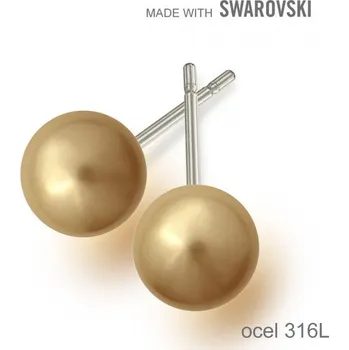 Náušnice Náušnice sada Made with Swarovski 5818 Crystal Bronze Pearl (001 295) 8mm+puzeta 316L