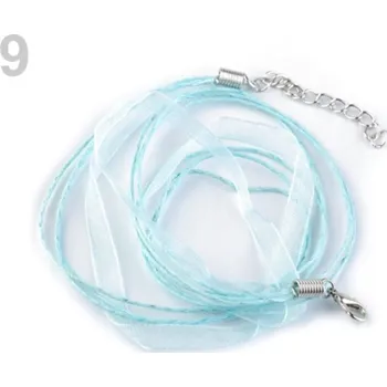 Materiál na výrobu šperku Víceřadá šňůrka s karabinkou délka 46 cm - 9 tyrkys juka