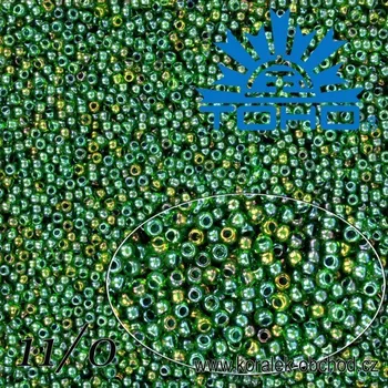 Korálek Korálky TOHO tvar ROUND (kulaté). Velikost 11/0. Barva č.249-Inside-Color Peridot/Emerald Lined . Balení 8g.