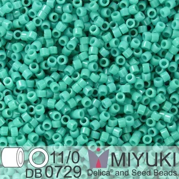 Korálek Korálky Miyuki Delica 11/0. Barva Op Turquoise Green DB0729. Balení 5g