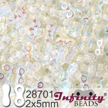 Korálek Korálky INFINITY velikost 2x5mm. Barva pokov 28701 CRYSTAL AB. Balení 10g.