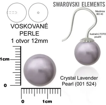 Materiál na výrobu šperku SWAROVSKI 5818 Voskované Perle 1otvor barva CRYSTAL LAVENDER PEARL velikost 12mm.