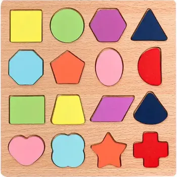 Dřevěná hračka Didaktické puzzle - geometrické tvary