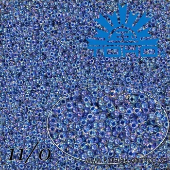 Korálek Korálky TOHO tvar ROUND (kulaté). Velikost 11/0. Barva č. 193-Inside-Color Luster Crystal/Dark Capri Lined . Balení 8g.