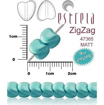 Korálek VOSKOVANÉ korále tvar ZigZag. Velikost 6x9mm. Barva 47365 MATT (matná tyrkysová). Balení 14ks na návleku.