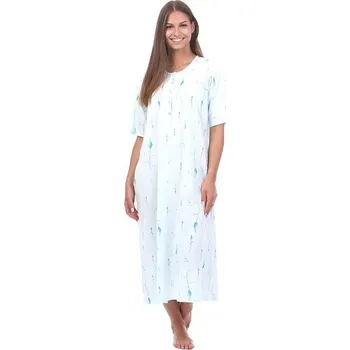 Dámská noční košile Calvi Dámská noční košile dlouhá krátký rukáv 139 modrá Barva: Modrá, Velikost: M