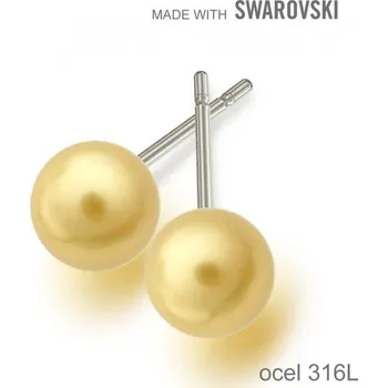 Náušnice Náušnice sada Made with Swarovski 5818 Crystal Light Gold Pearl (001 539) 6mm+puzeta 316L