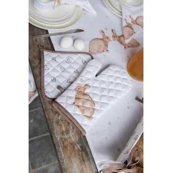 Chňapka Bavlněná chňapka - podložka s motivem králíčka a srdíček Bunnies in Love - 20*20 cm