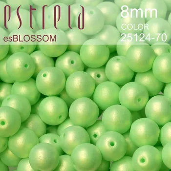 Korálek Korálky esBLOSSOM voskované tvar kulatý. Velikost 8mm. Barva 25124-70 (zelená+listr). Balení 15ks na návleku.