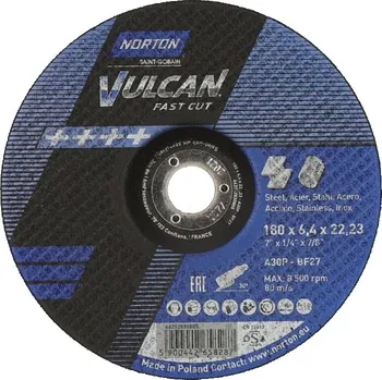 Řezný kotouč NORTON-CLIPPER Broušení Kotouč pro kov, inox 180x6.4x22.23mm pro Úhlová bruska Norton VULCAN