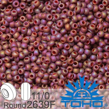 Korálek Korálky TOHO tvar ROUND (kulaté). Velikost 11/0. Barva č.2639F Semi Glazed Rainbow - Dk Red. Balení 8g