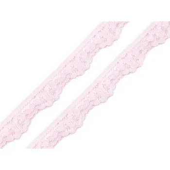 Krajka Elastická krajka šíře 15 mm návin 25 metrů - 2 růžová sv.