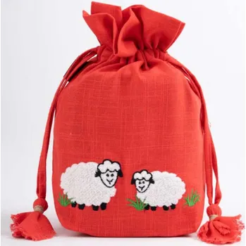 Organizér galanterie KnitPro Lantern Moon pouzdro na projekt s ovečkami červené (Lantern Moon pouzdro na uložení projektu)