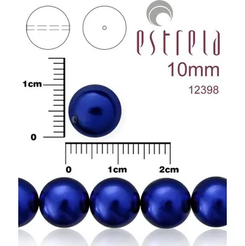 Korálek VOSKOVANÉ korále tvar kulatý. Velikost 10mm. Barva 12398 (modrá). Balení 12ks na návleku.