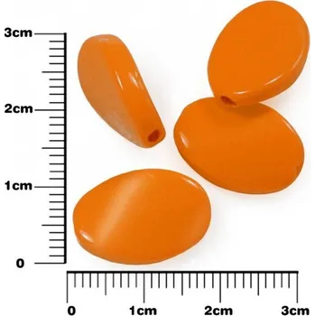 Dětské navlékací korálky Korálek překrucovaný OVÁLEK plastový ozn. MX072. Barva ORANŽOVÁ. Velikost 18x12mm tl.4mm. Balení 10Ks.