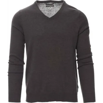Pánský svetr PAYPER BUSINESS MELANGE svetr výstřih do V - šedý melTM XXL