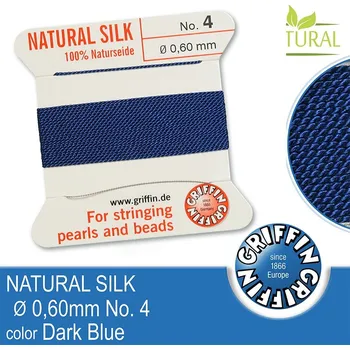 Nit Hedvábná nit s jehlou GRIFFIN síla nitě 0,60mm No.4 délka 2m. Barva Dark Blue