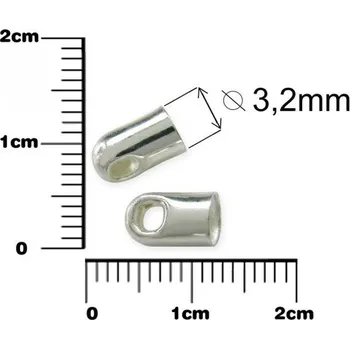 Materiál na výrobu šperku Koncovka na (okování) konce náramku náhrdelníku. Ozn-EC111K-5S. Velikost 3,2mm. Barva stříbrná.