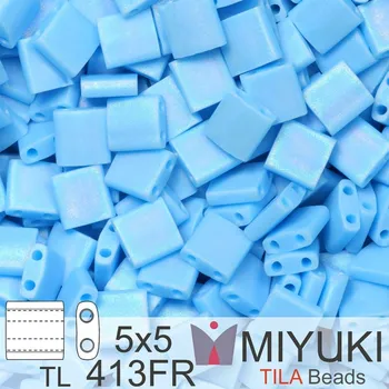 Korálek Korálky MIYUKI tvar TILA BEADS velikost 5x5mm. Barva TL-413FR Matte Opaque Turquoise Blue AB. Balení 5g.