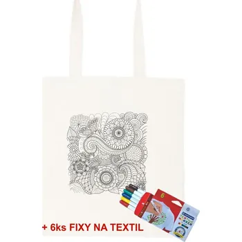 Antistresové omalovánky Taška k vymalování + 6ks Fixy na textil
