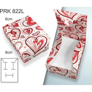 Dárková krabička Krabička na šperky. Materiál papír . Ozn. PRK 822L. Velikost 6x8cm. Barva Bílá se srdičky