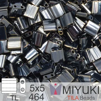 Korálek Korálky MIYUKI tvar TILA BEADS velikost 5x5mm. Barva TL-464 Light Gunmetal . Balení 5g.