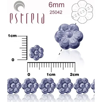 Dětské navlékací korálky Korálky VOSKOVANÉ tvar KYTIČKA velikost 6mm. Barva 25042 (Modrá Tmavá). Balení 17Ks