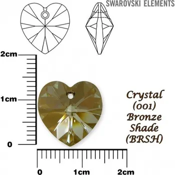 Přívěsek SWAROVSKI Heart Pendant barva CRYSTAL BRONZE SHADE velikost 14,4x14mm.