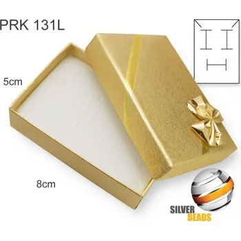 Dárková krabička Krabička na šperky. Materiál papír + okrasná stužka. Ozn. PRK 131L. Barva ZLATÁ.