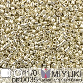 Korálek Korálky Miyuki Delica 11/0. Barva Galv Silver DB0035. Balení 5g.