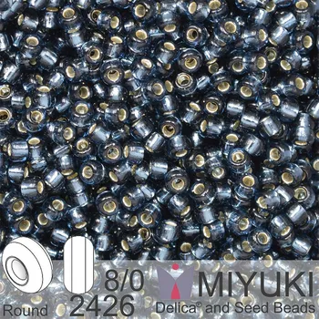 Korálek Korálky Miyuki Round 8/0. Barva 2426 Silverlined Montana. Balení 5g