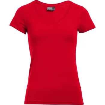 Dámské tričko Promodoro Dámské tričko Slim Fit s výstřihem do V Barva: Červená, Velikost: XL