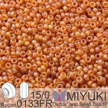 Korálek Korálky Miyuki Round 15/0. Barva 0133FR Matte Tr Topaz AB. Balení 5g