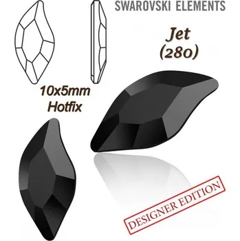 Módní doplněk SWAROVSKI HOT-FIX 2797 tvar DIAMOND LEAF FB velikost 10x5mm barva JET