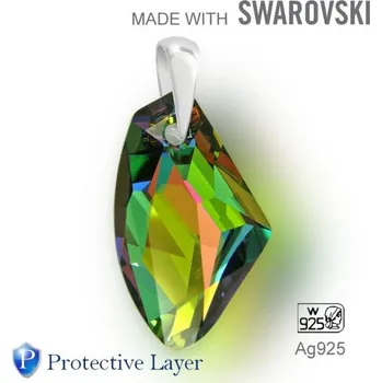 Přívěsek Přívěsek Made with Swarovski 6656 Crystal (001) Vitrail Medium (VM)+P 27mm+šlupna Ag925