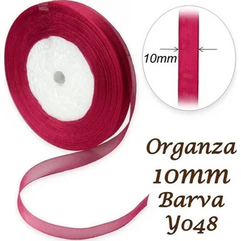 Stuha ORGANZA stuha šířka 10mm. Číslo Y048 barva VÍNOVÁ.