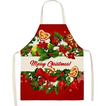 Kuchyňská zástěra Vánoční zástěra s kapsami | kuchyňská zástěra - 2WQ-46377-115,Rozměr pro dospělé 68 x 55 cm