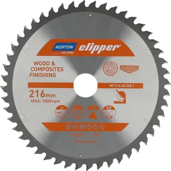 Řezný kotouč NORTON-CLIPPER Kotouče na dřevo 216x2.8mm /1.8x30mm Norton Clipper TCT WOOD FINISHING