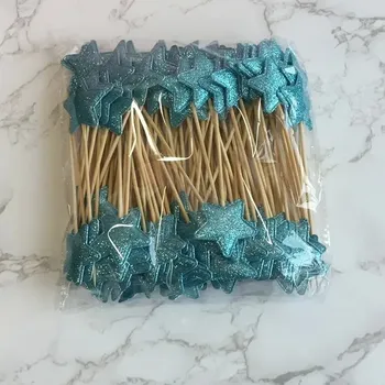 Party dekorace Dekorace na muffiny | ozdoba na dort 10 ks - XX. Třpytivé modré